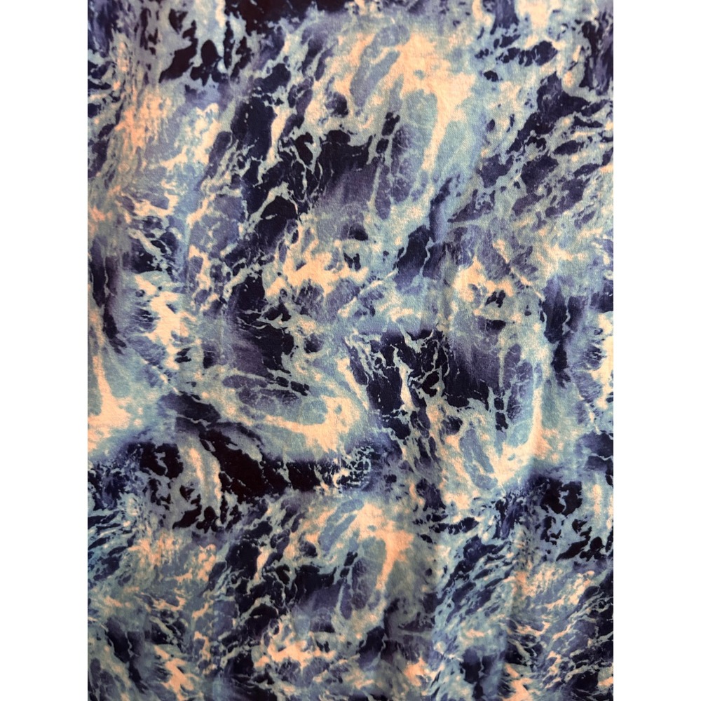 Bugatchi Mens Size L Blue Ocean Wave Print Mercerized Cotton Polo Shirt - Picture 5 of 6